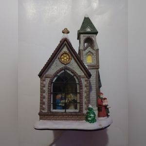 Holiday Expressions Hand-Painted Porcelain Lighted Glass Window House